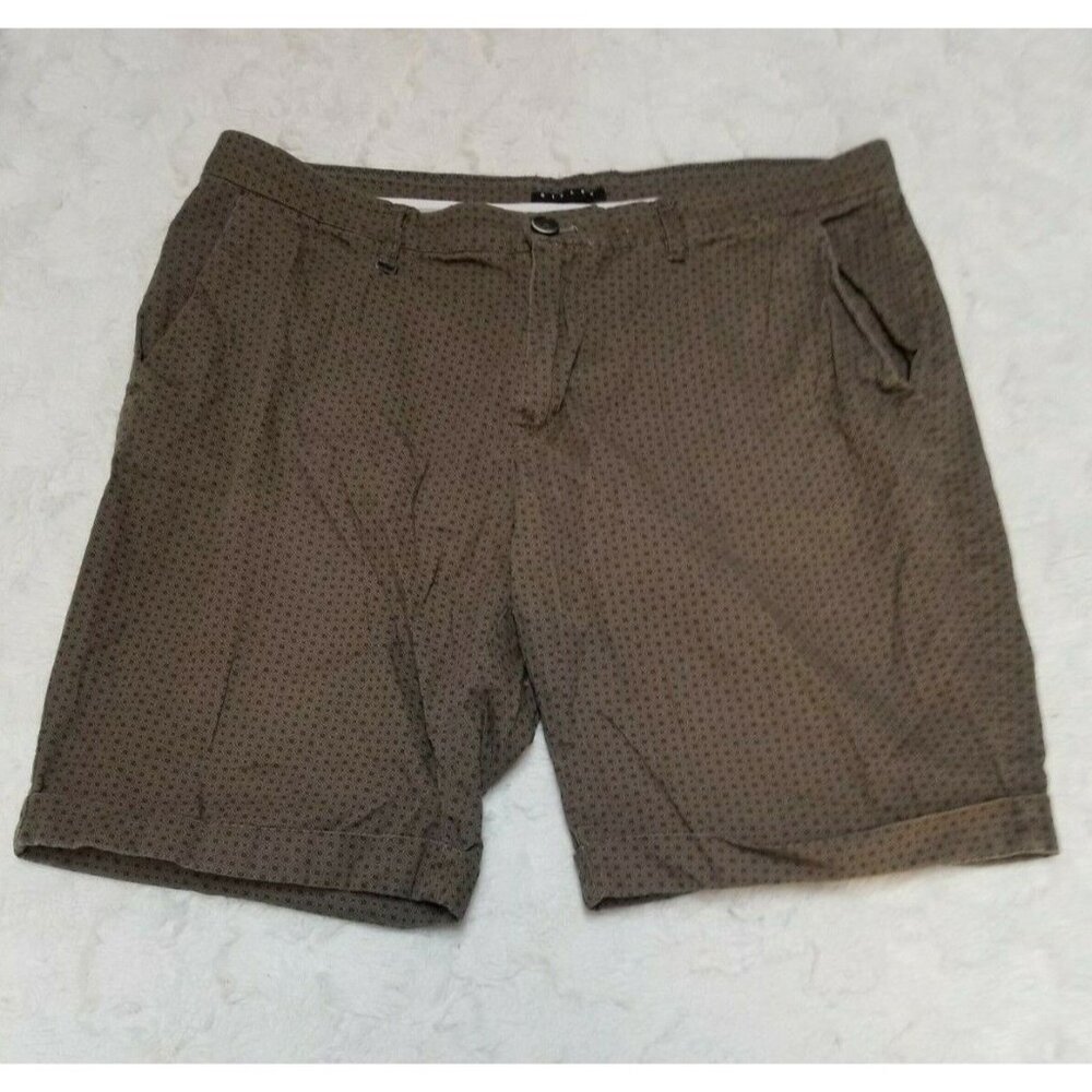Sisley Womens Brown Printed Casual Walking Shorts Size 48 Cuff Hem Flat-Front